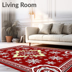 Crimson Snowflakes Floral Medallion Rug