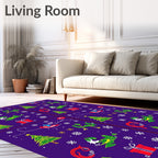 Festive Holiday Sleigh Christmas Trees Rug