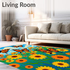 Whimsical Orange Butterfly Garden Rug
