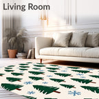 Festive Forest Trees Snowflakes Rug