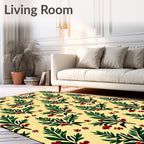 Golden Cream Berry Branch Floral Rug