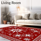 Crimson White Twelve Point Star Floral Rug