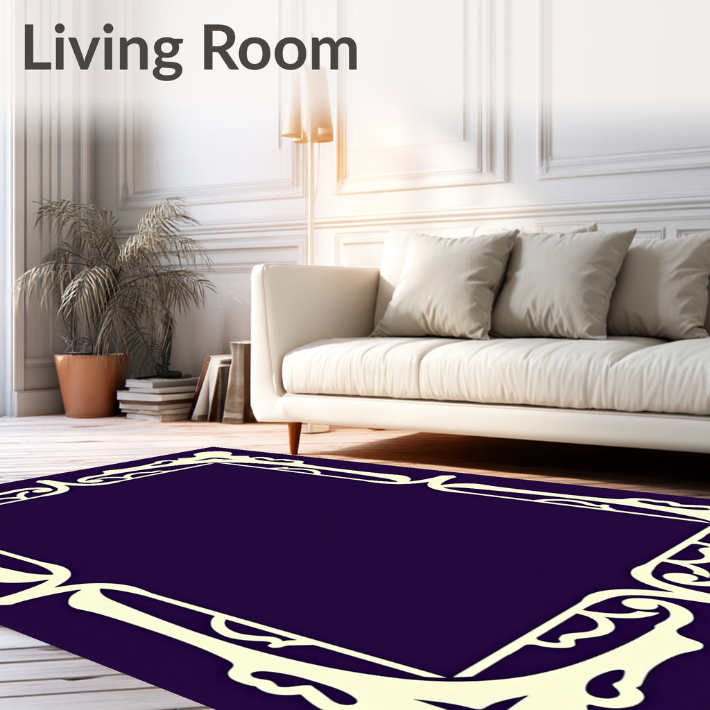 Victorian Cream Edged Violet Centerpiece Rug