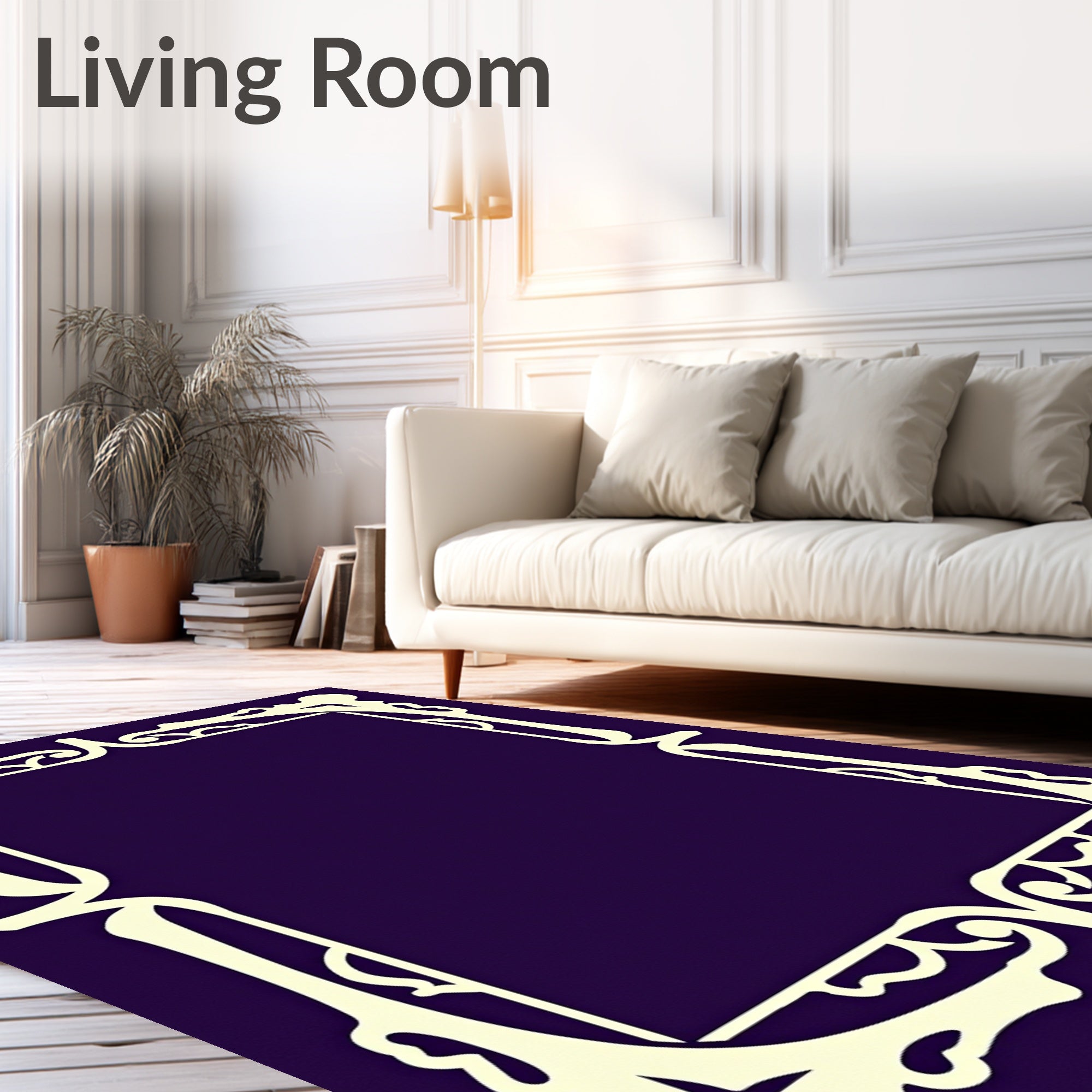Victorian Cream Edged Violet Centerpiece Rug