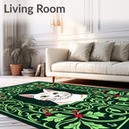 Emerald Green Holly Cat Portrait Rug
