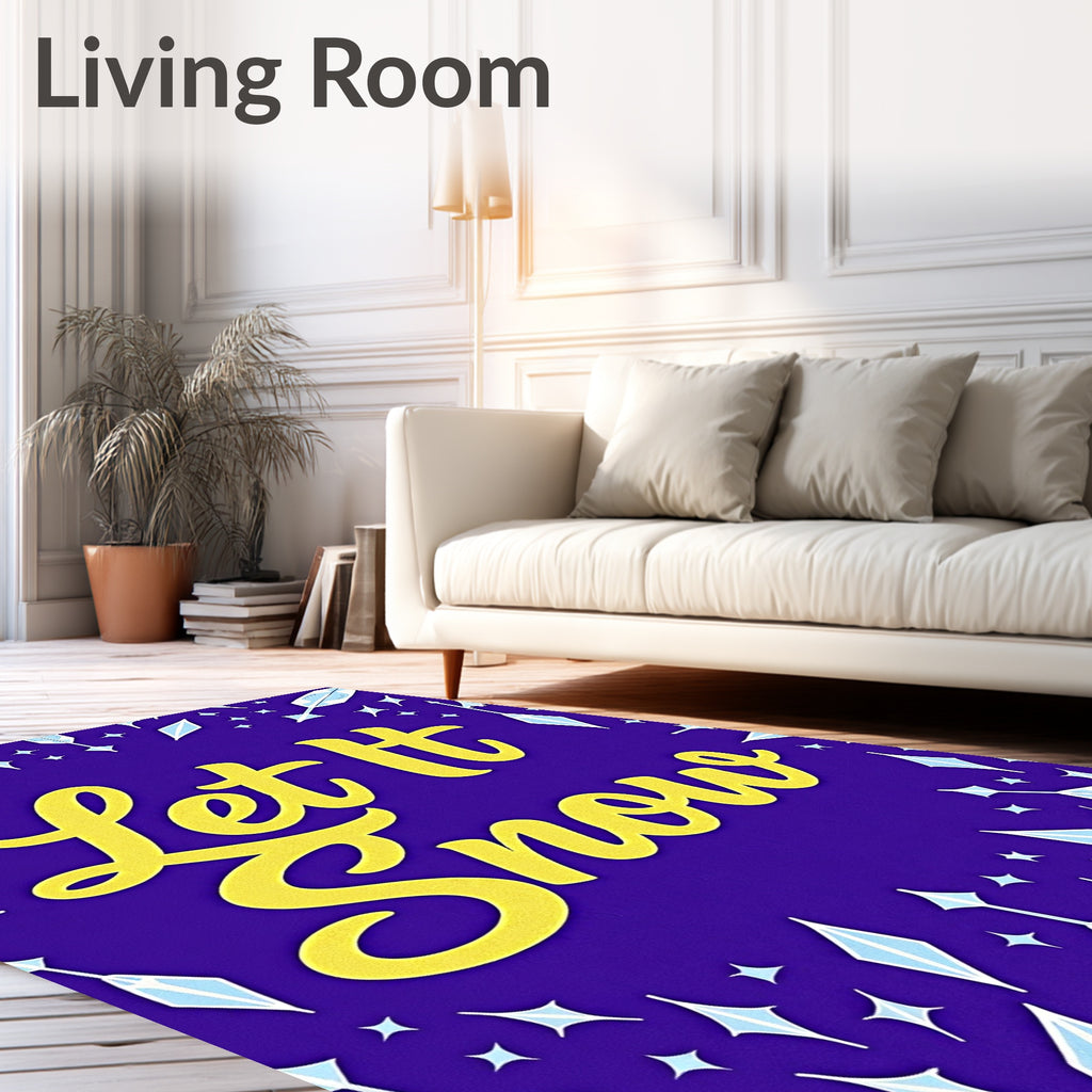 Yellow Let It Snow Snowflake Rug