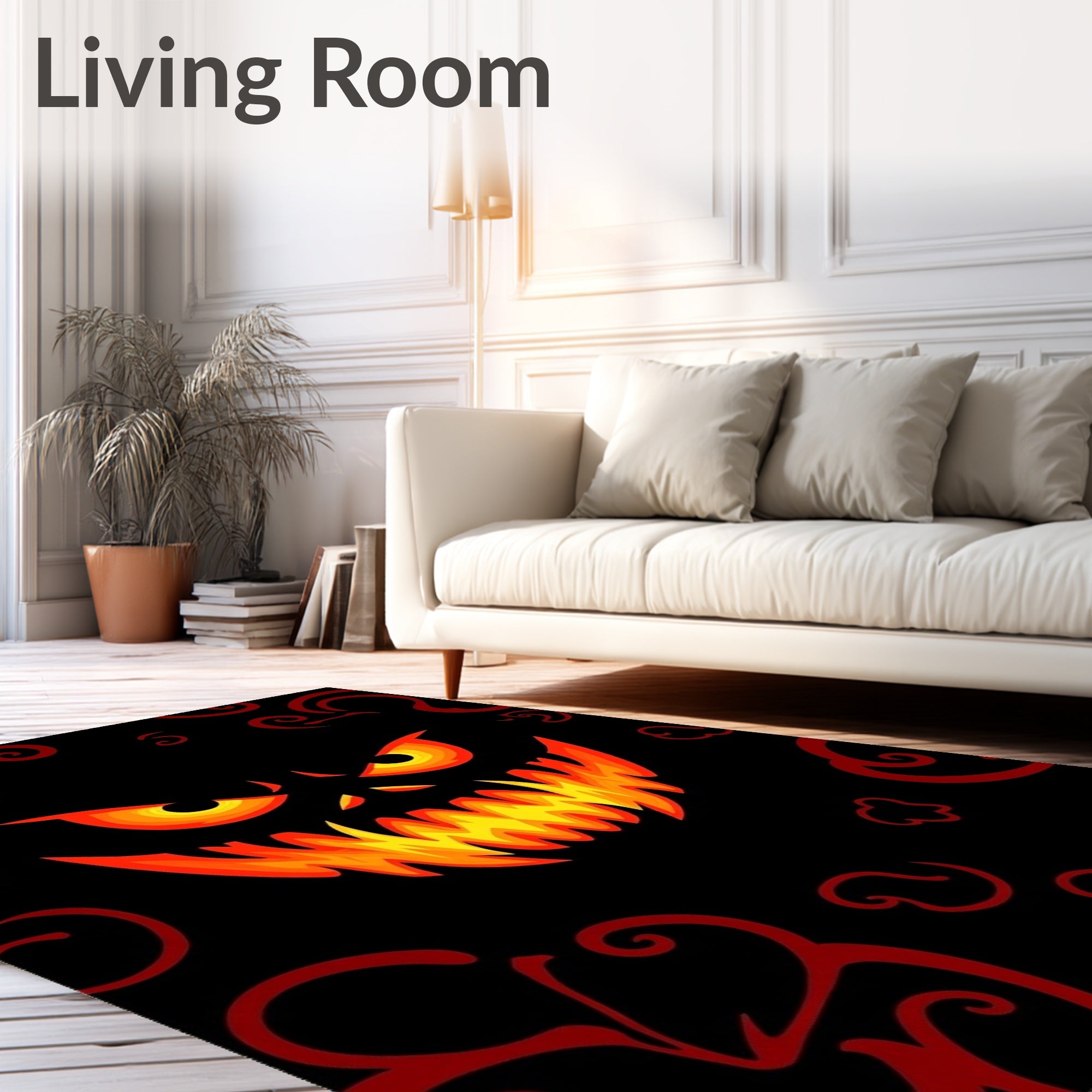 Fiery Black Monster Grin Rug