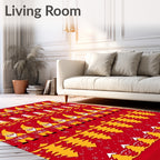 Red Yellow Gnome Snowflake Christmas Trees Rug