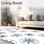 Charming Navy Snowflake Circles Rug