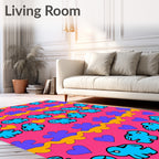 Playful blue creatures and hearts Rug