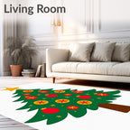 Festive Green Christmas Tree Star Ornaments Rug