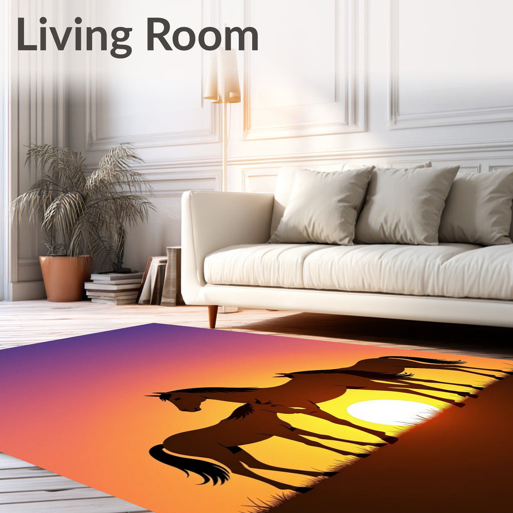 Sunset Equine Family Silhouette Rug