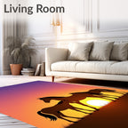 Sunset Equine Family Silhouette Rug