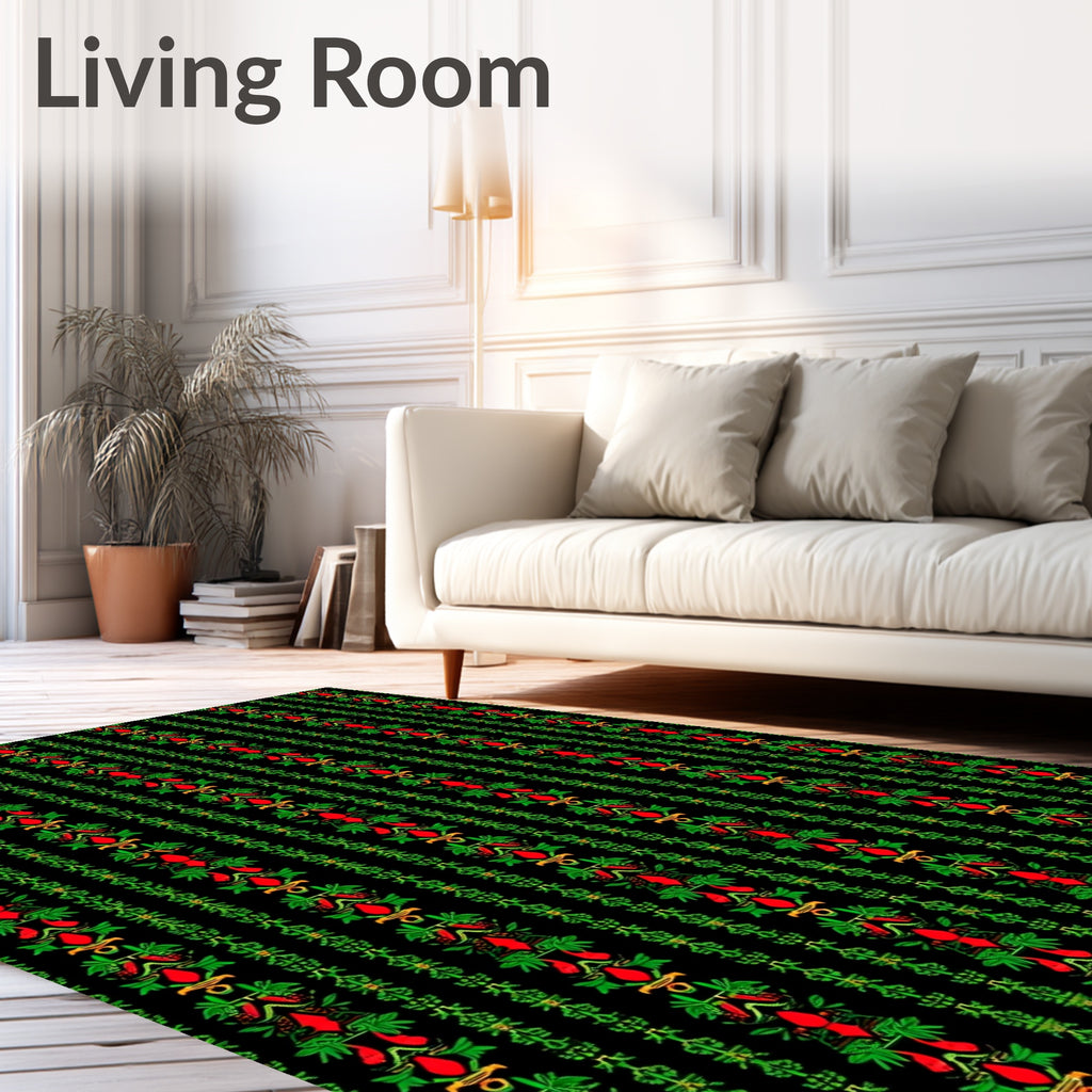 Crimson Amber Green Vertical Stripes Rug