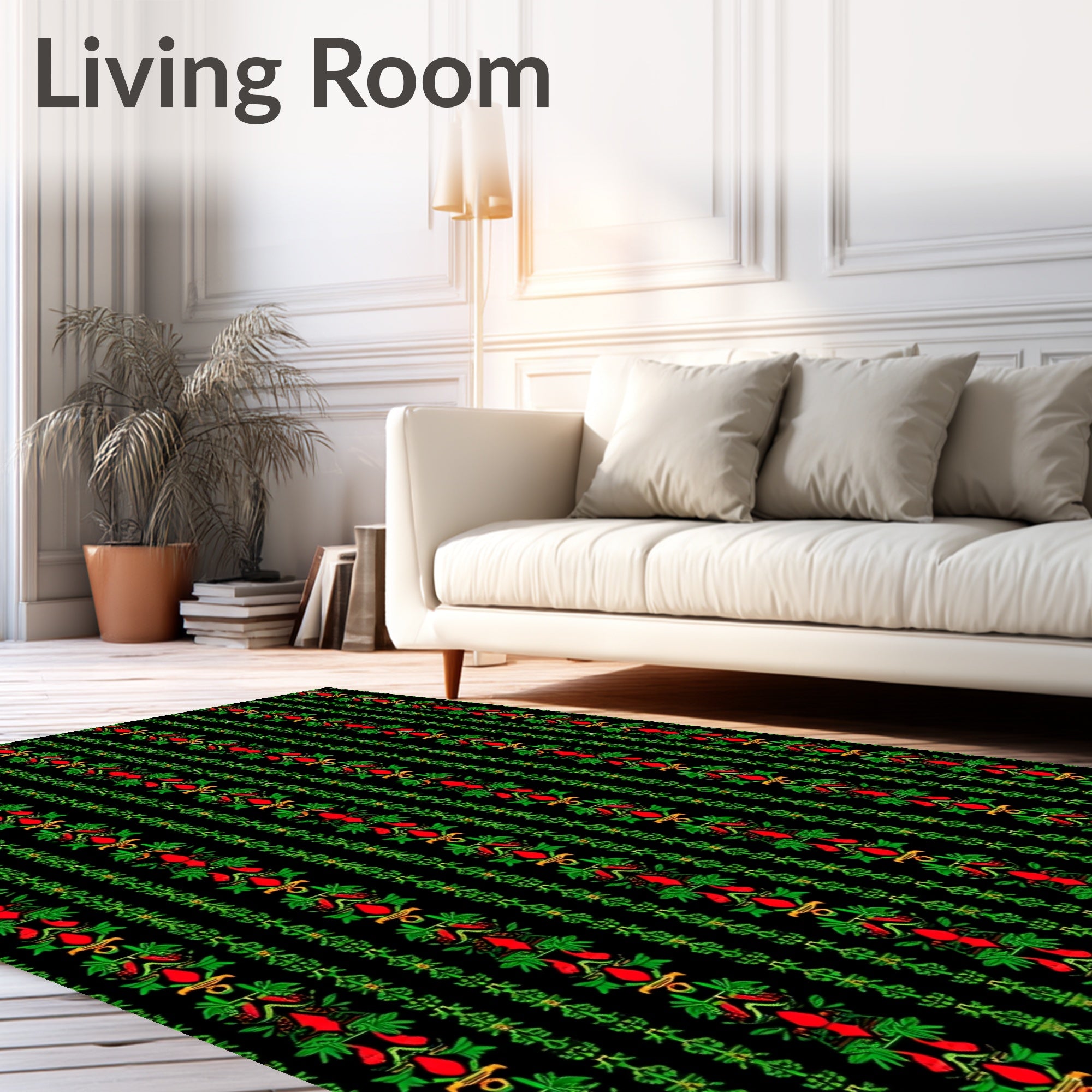 Crimson Amber Green Vertical Stripes Rug