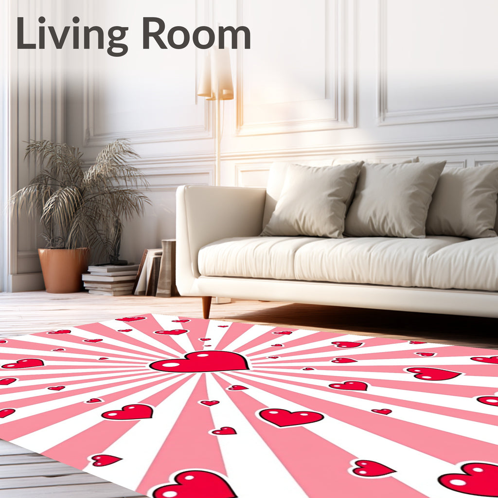 Radiant Pink Heart Explosion Rug