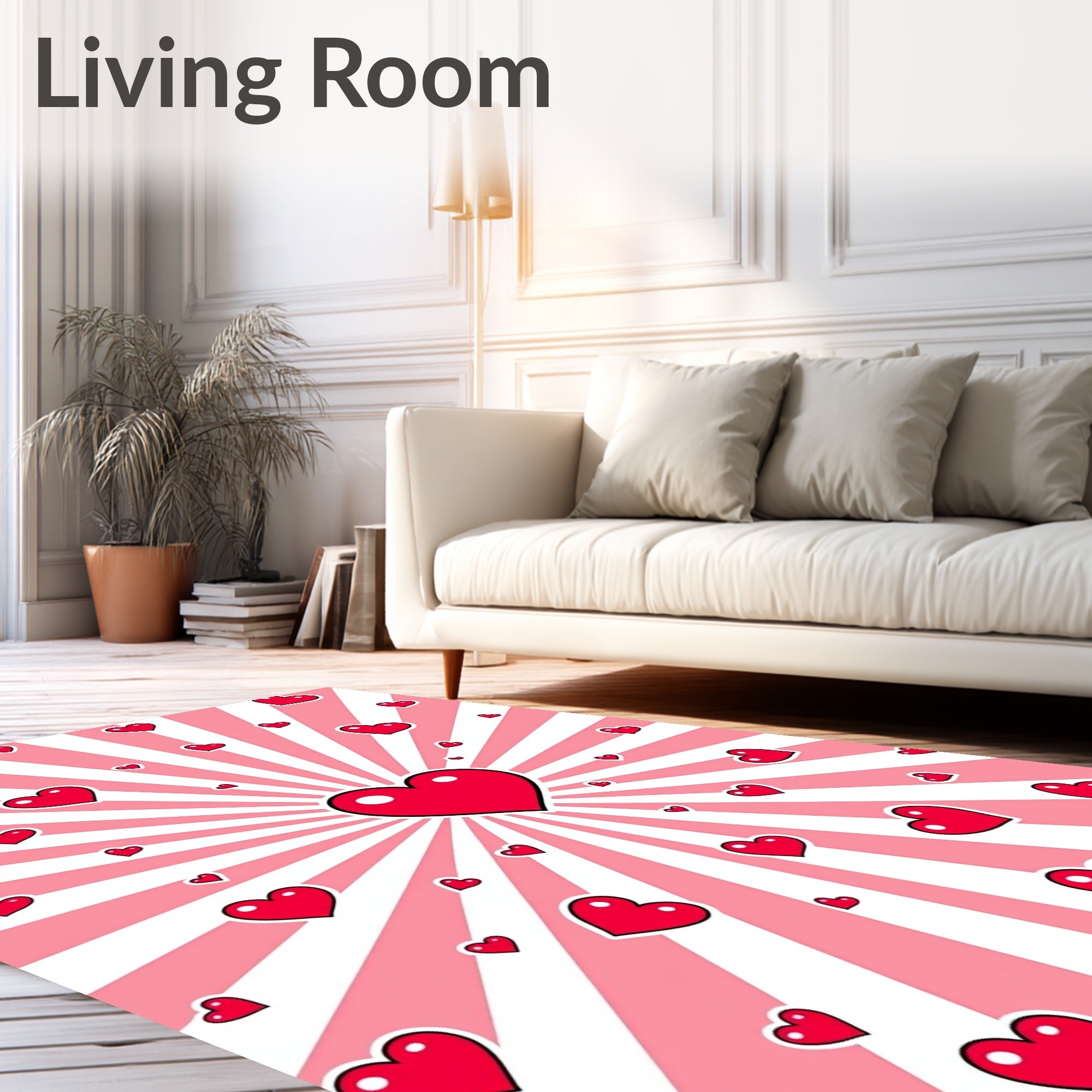 Radiant Pink Heart Explosion Rug