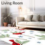 Red Cardinal Winter Bird Snowflakes Rug