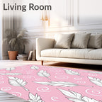 Pink Feather Swirls Rug
