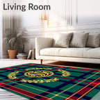 Green Red Navy Plaid Laurel Monogram Rug