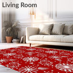 Red White Snowflake Medallion Scatter Rug