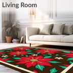 Bold Red Floral Medallion Foliage Rug