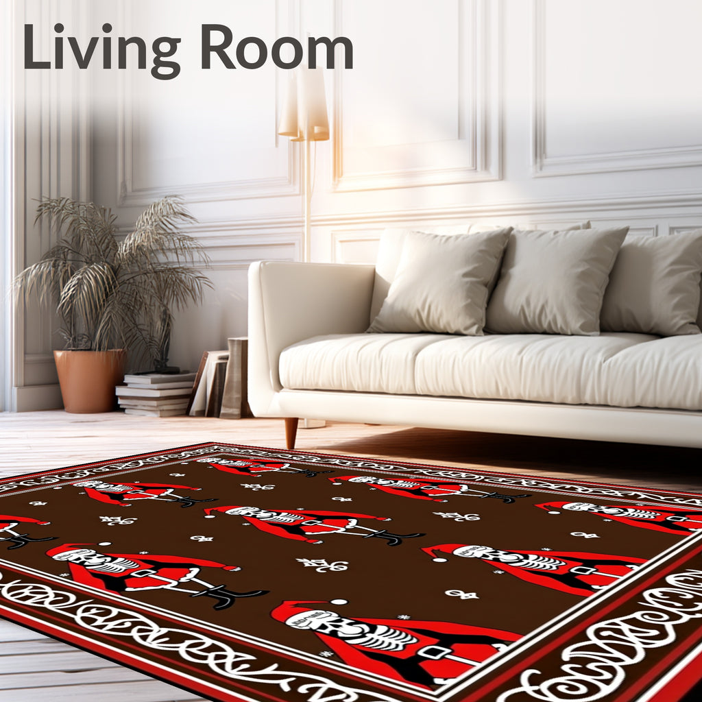 Spooky Santa Skeleton Christmas Repeat Rug