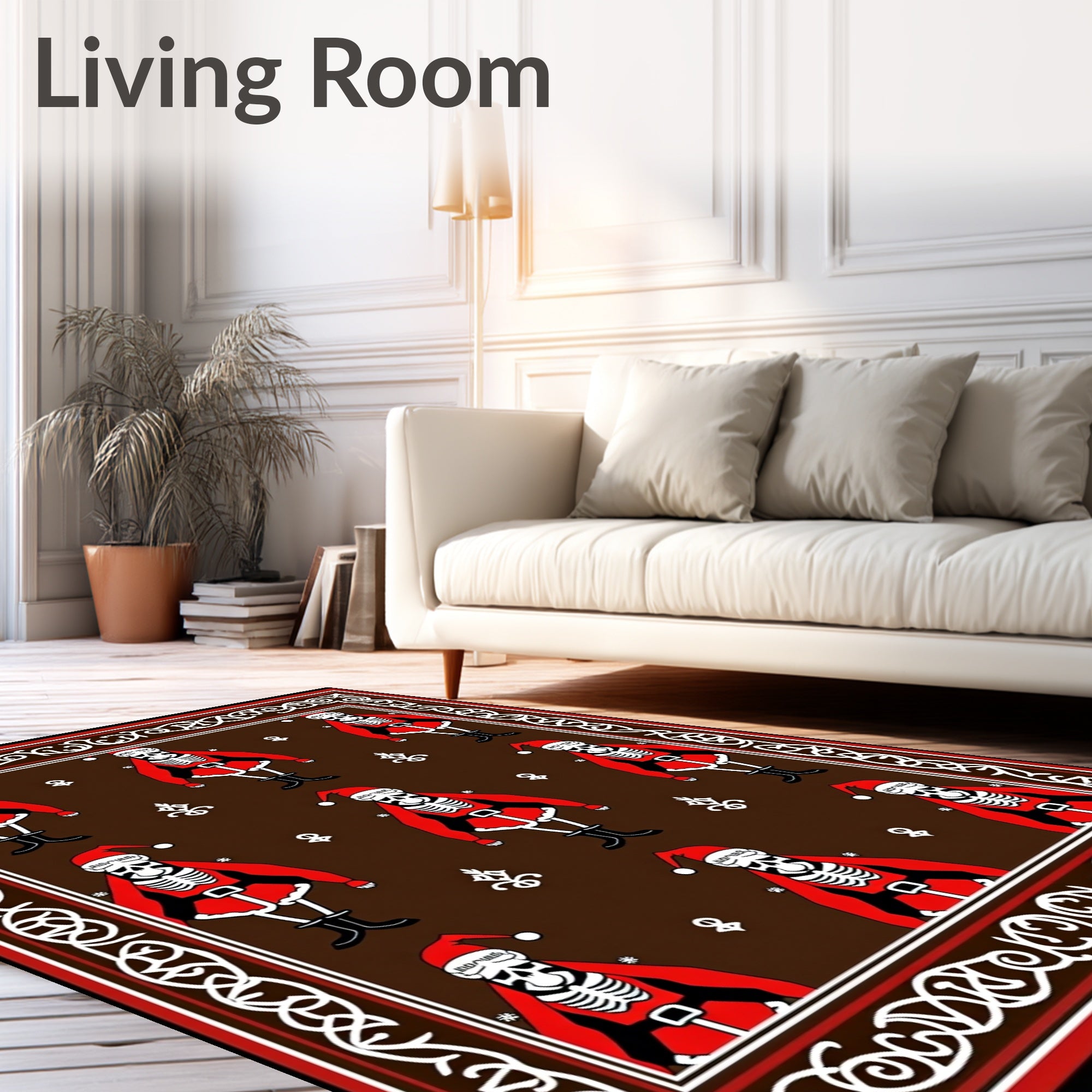 Spooky Santa Skeleton Christmas Repeat Rug