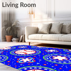 Bold Blue Baseball Starburst Roundels Rug