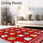 Cute Red Houses Snowflake Collage Rug