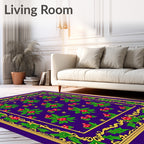 Deep Purple Holly Berry Border Rug