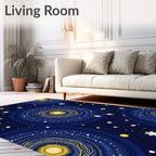 Cosmic Golden Sun Mandala Night Rug