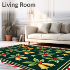 Golden Bells Holly Stars Forest Rug