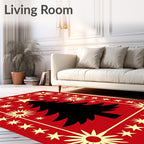Crimson Festive Star Tree Rug