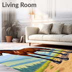 Majestic Brown Horse Meadow Landscape Rug