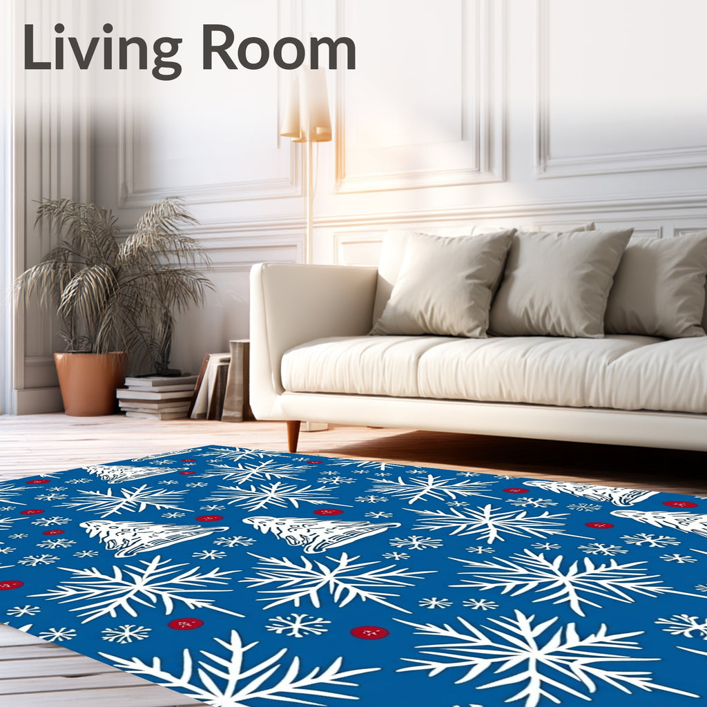 Winter White Snowflake Tree Medallion Rug