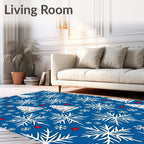 Winter White Snowflake Tree Medallion Rug