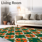 Emerald Orange White Geometric Medallion Rug