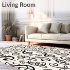 Monochromatic Musical Notes Swirls Rug