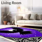 Mystic Black Raven Moonlit Sky Rug