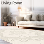 Neutral Beige Floral Medallion Mandala Rug