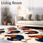 Farmhouse Rooster Charm Rustic Barnyard Rug