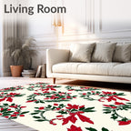 Crimson Red Holly Berry Wreath Rug