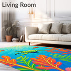 Vibrant Coral Reef Turtle Fish Ocean Rug