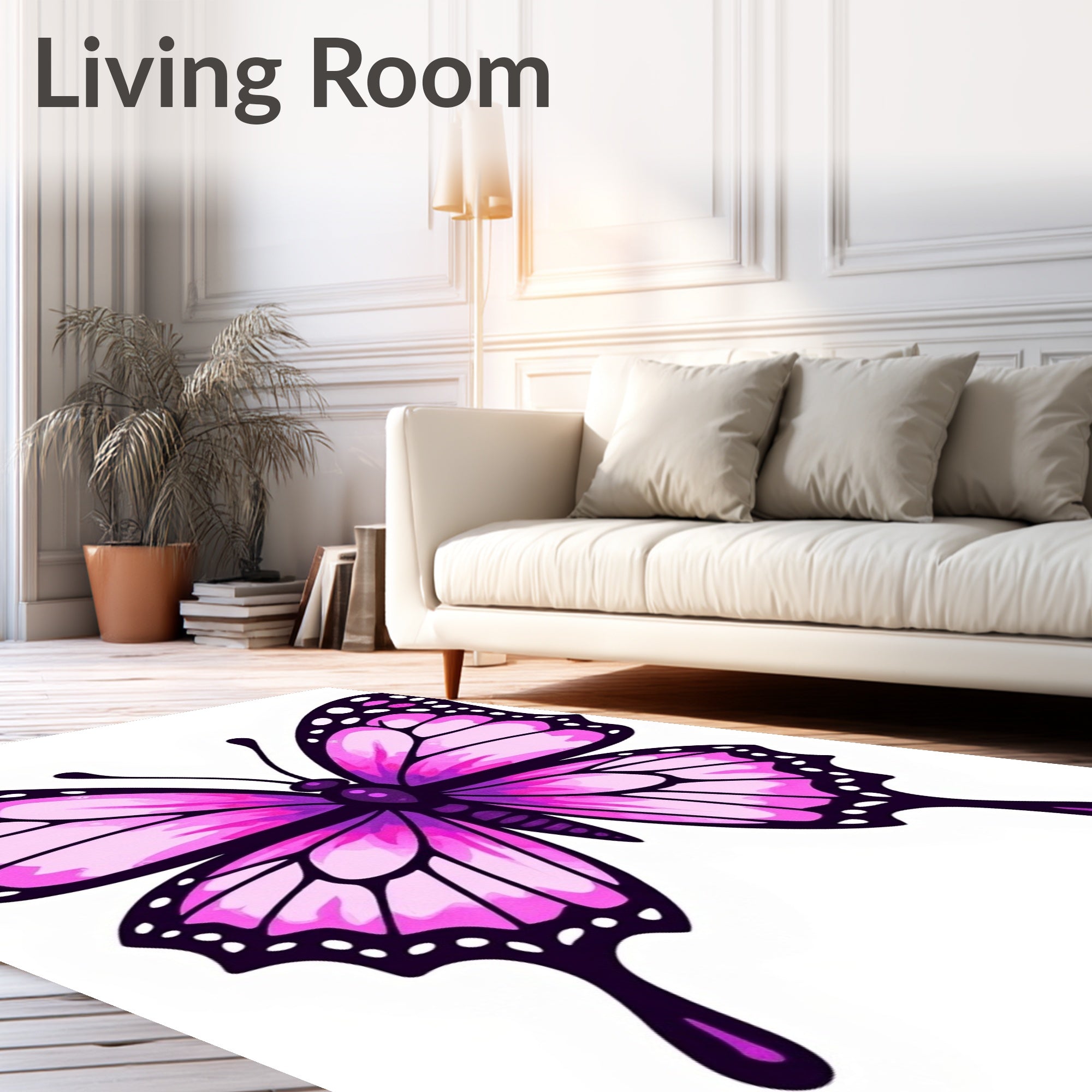 Whimsical Pink Butterfly Winged Charm Rug