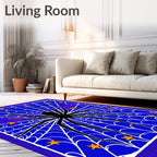 Black Spider Web Orange Stars Rug