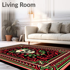 Vibrant Skull Floral Border Rug