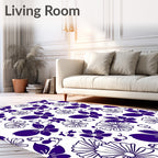 Deep Purple Butterfly Floral Garden Rug