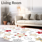 Red Gold Beige Star Snowflake Swirls Rug