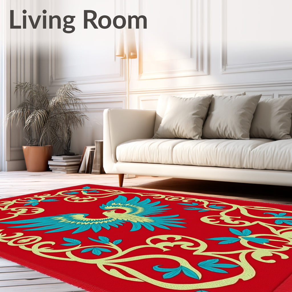 Crimson Phoenix Regal Scrollwork Rug